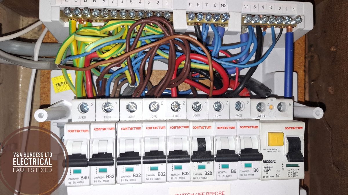 Burnt out RCD being replaced in a consumer unit in Childwall, Liverpool