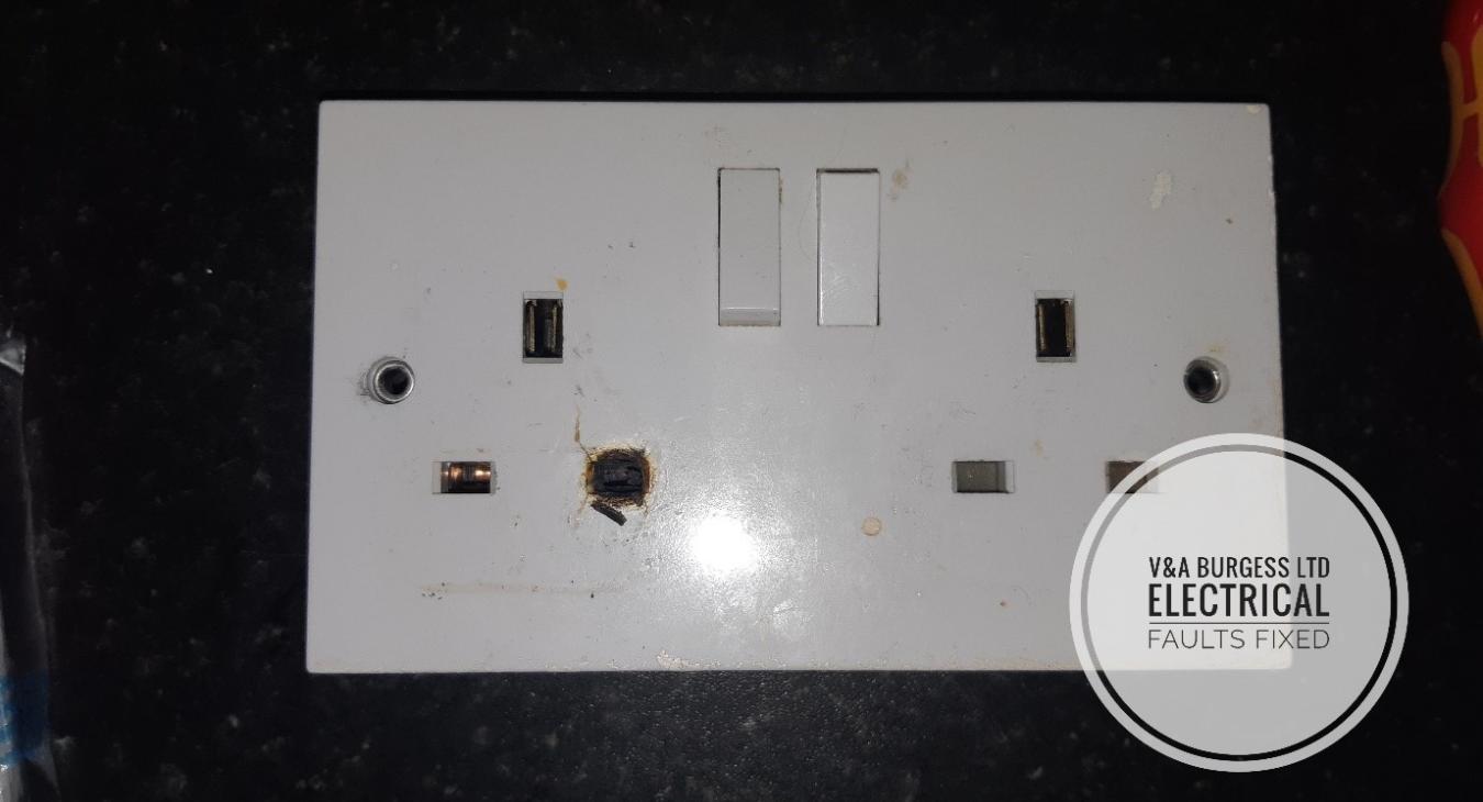 Burnt socket; Electrician in Liverpool